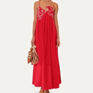 FARM Rio Fish Top Linen Blend Maxi Dress Size S